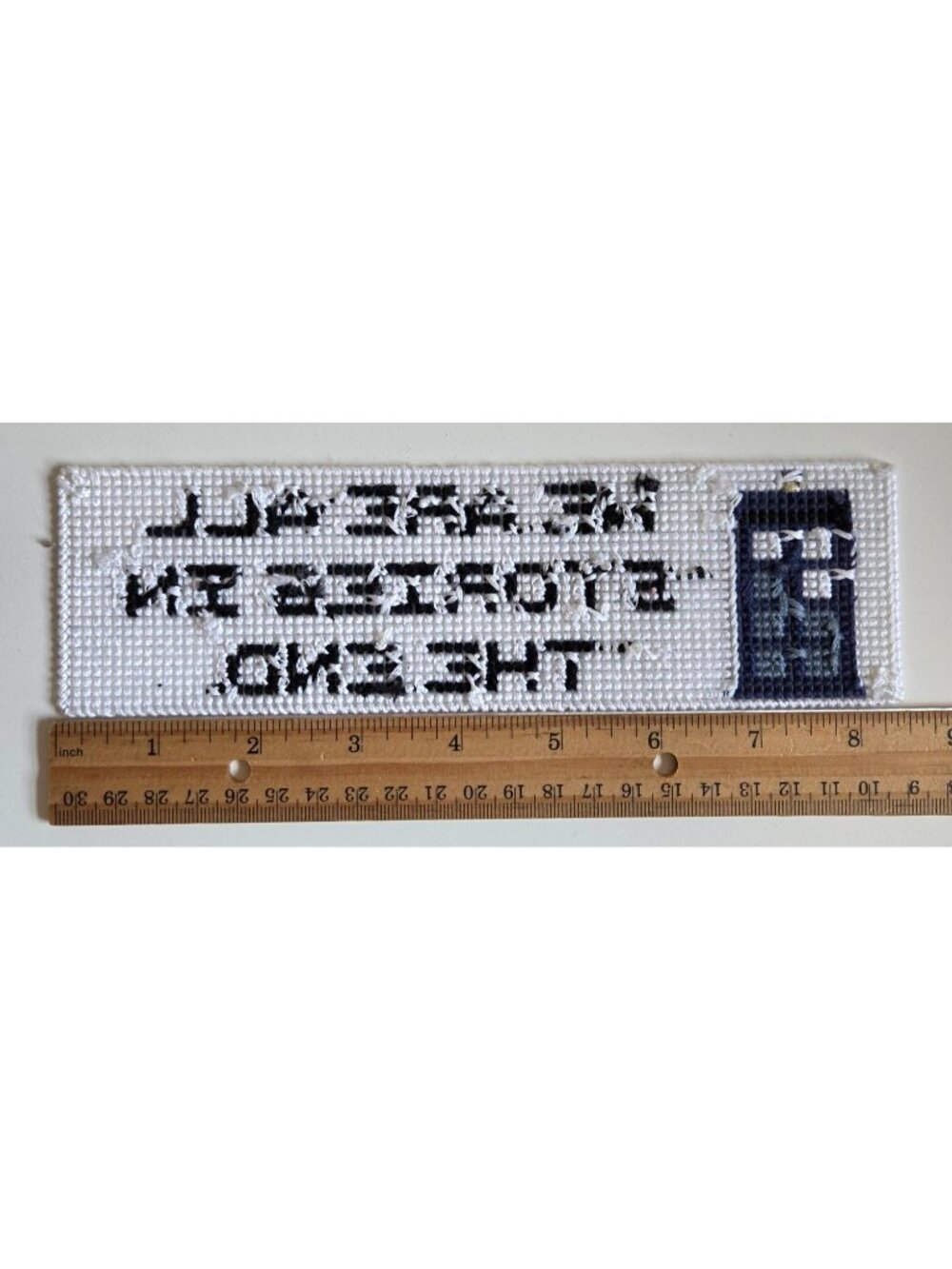 Doctor Who Cross Stitch Bookmark With TARDIS & "We Are All Stories" Quote - Picture 4 of 5